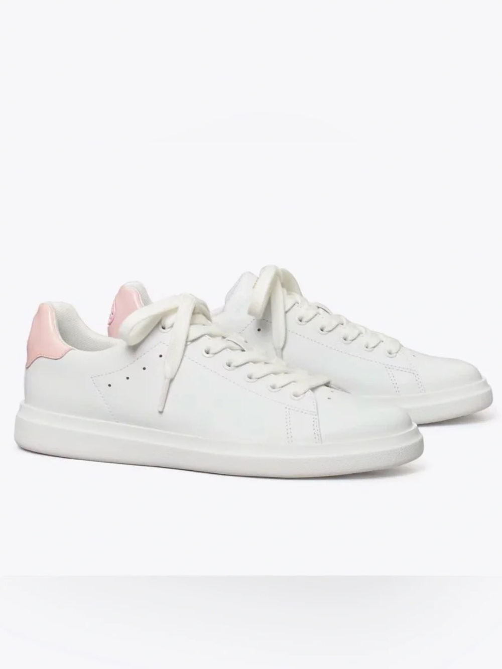 Tory Burch Howell Court sneakers in the titanium white and petunia pink SZ 9